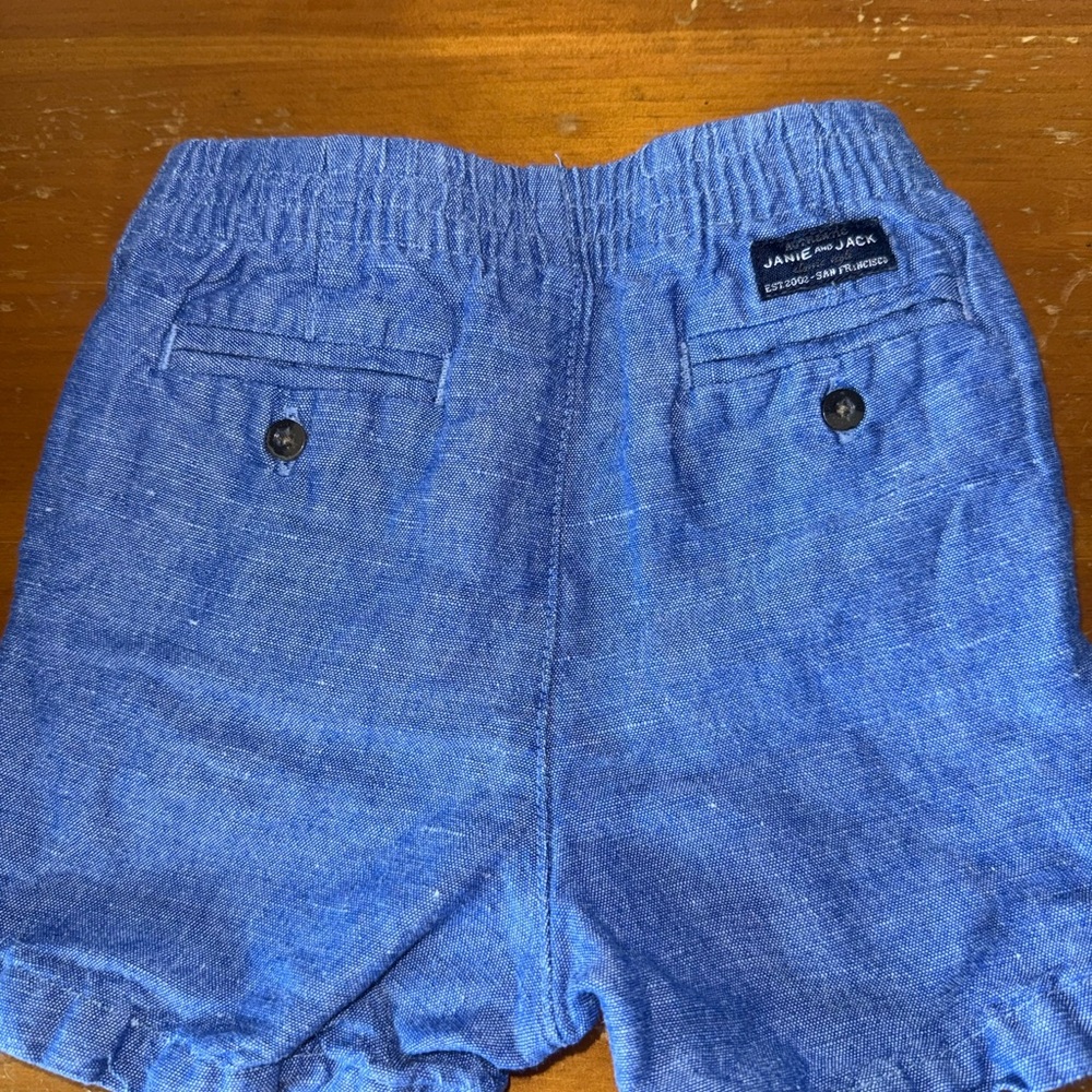 Janie and Jack Blue Linen-Blend Boy Shorts 12-18M